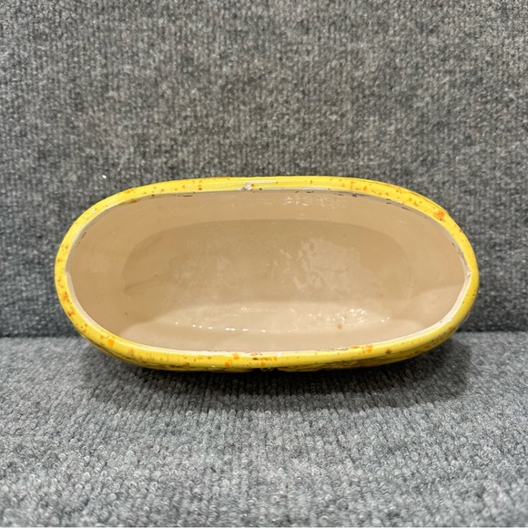 Vintage MCM planters speckled glaze yellow gold boho 70s pottery 4x6.5 and 4x9 - Picture 5 of 11